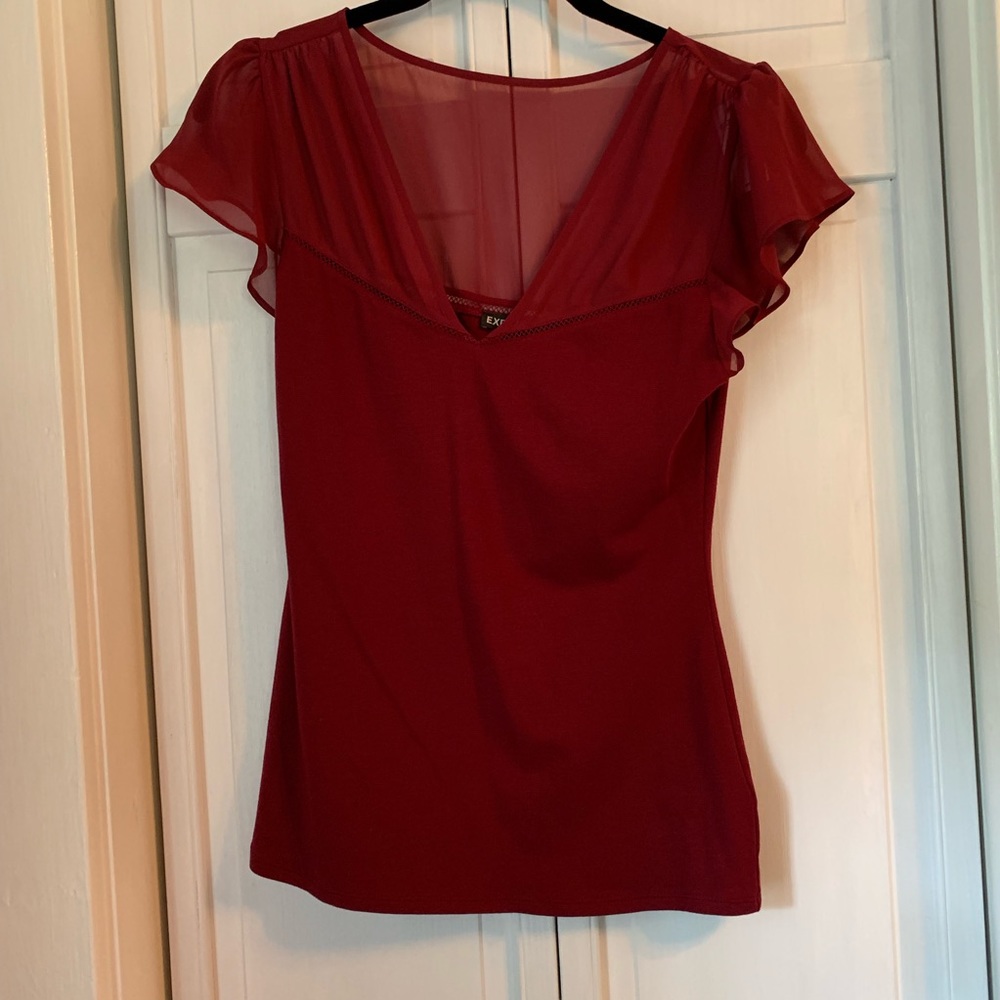 Express Flutter Sleeve V Neck blouse